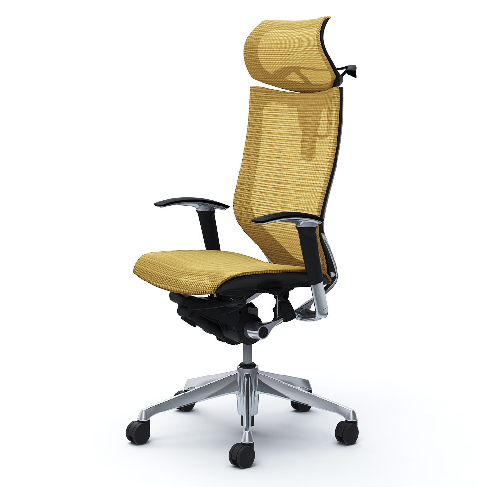オカムラ バロン チェア 椅子 エクストラハイバック 可動ヘッドレスト 座メッシュ 可動肘 ポリッシュフレーム ブラックボディ ハンガー付 CP82AR