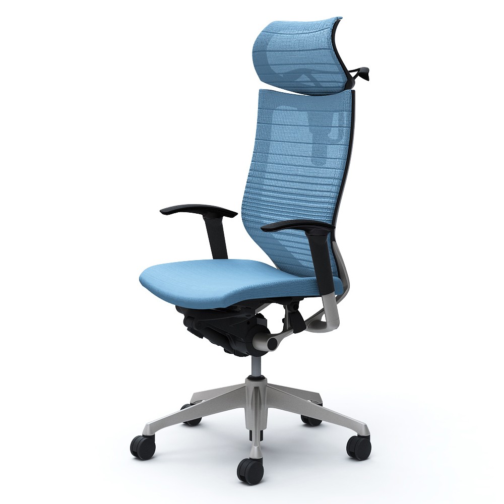 オカムラ バロン チェア 椅子 エキストラハイ可動ヘッドレスト グラデーションサポートメッシュ クッション シルバーフレーム ブラックボディ ハンガー CP82DR_4