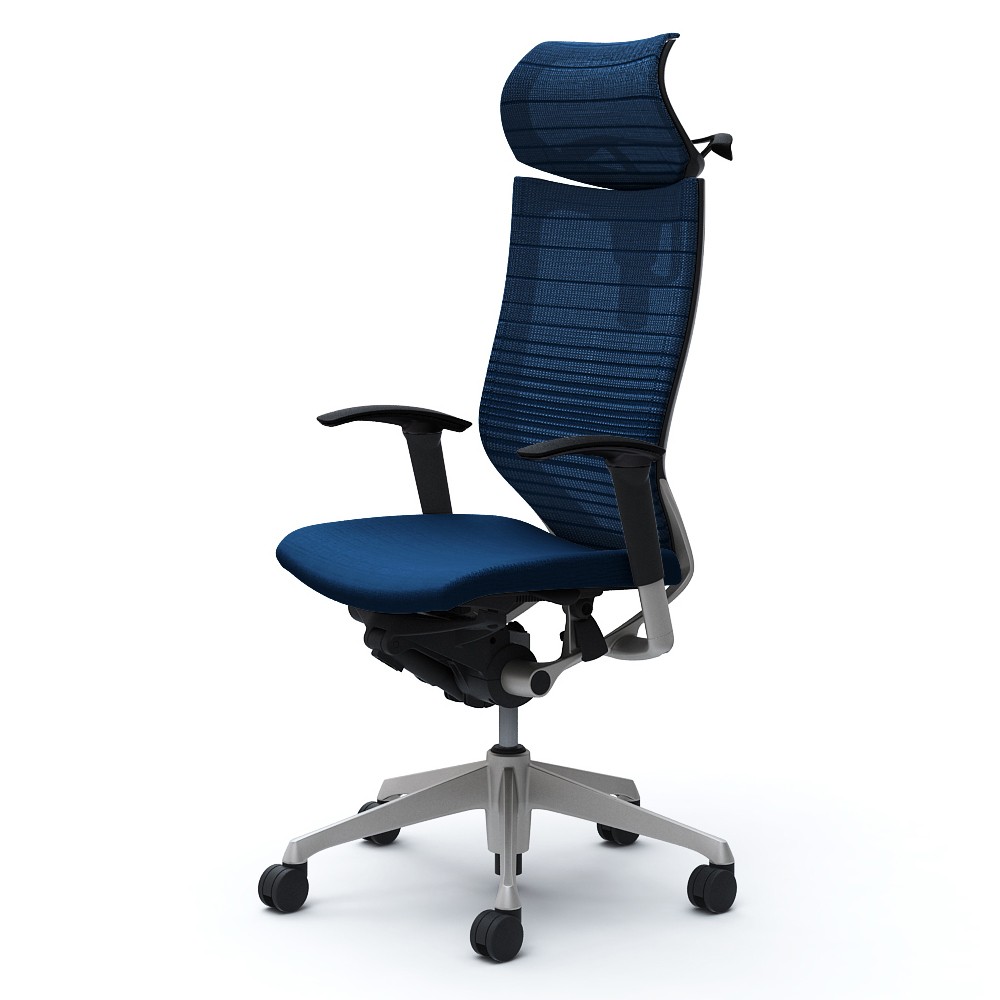オカムラ バロン チェア 椅子 エキストラハイ可動ヘッドレスト グラデーションサポートメッシュ クッション シルバーフレーム ブラックボディ ハンガー CP82DR_3