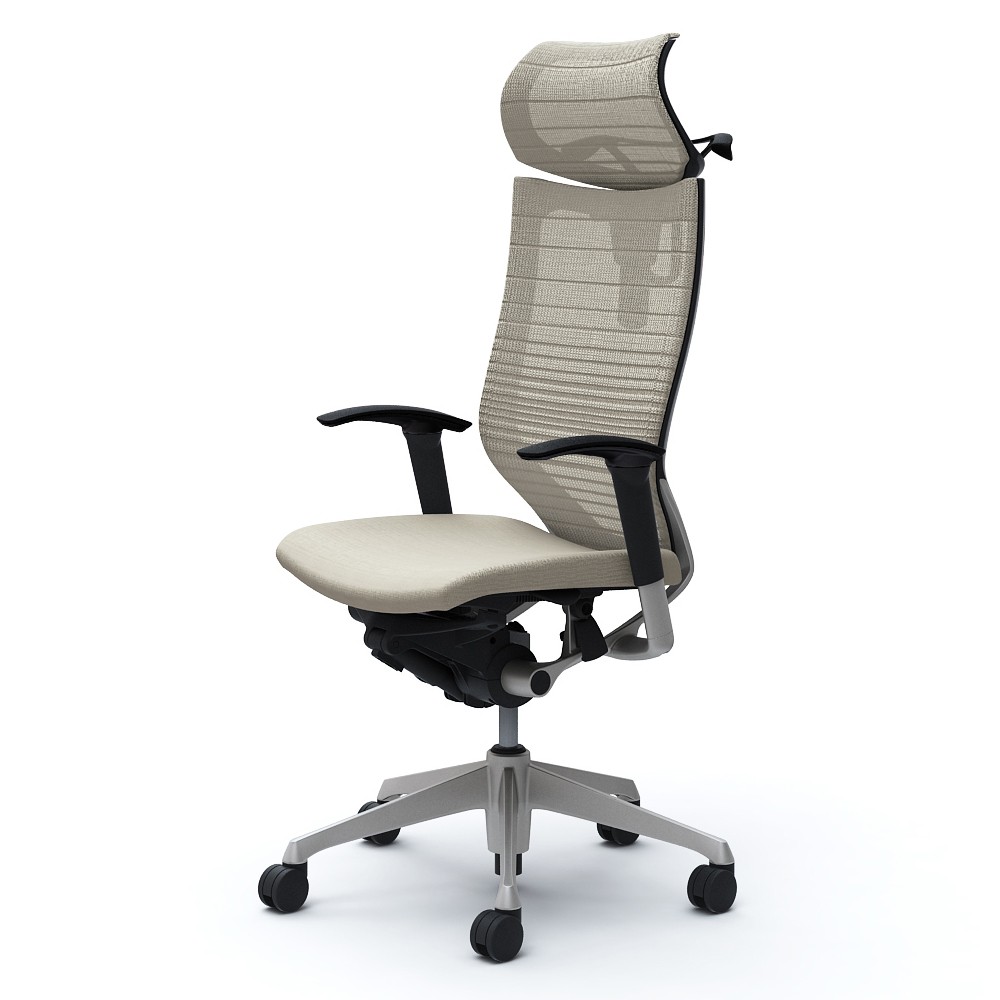 オカムラ バロン チェア 椅子 エキストラハイ可動ヘッドレスト グラデーションサポートメッシュ クッション シルバーフレーム ブラックボディ ハンガー CP82DR_2
