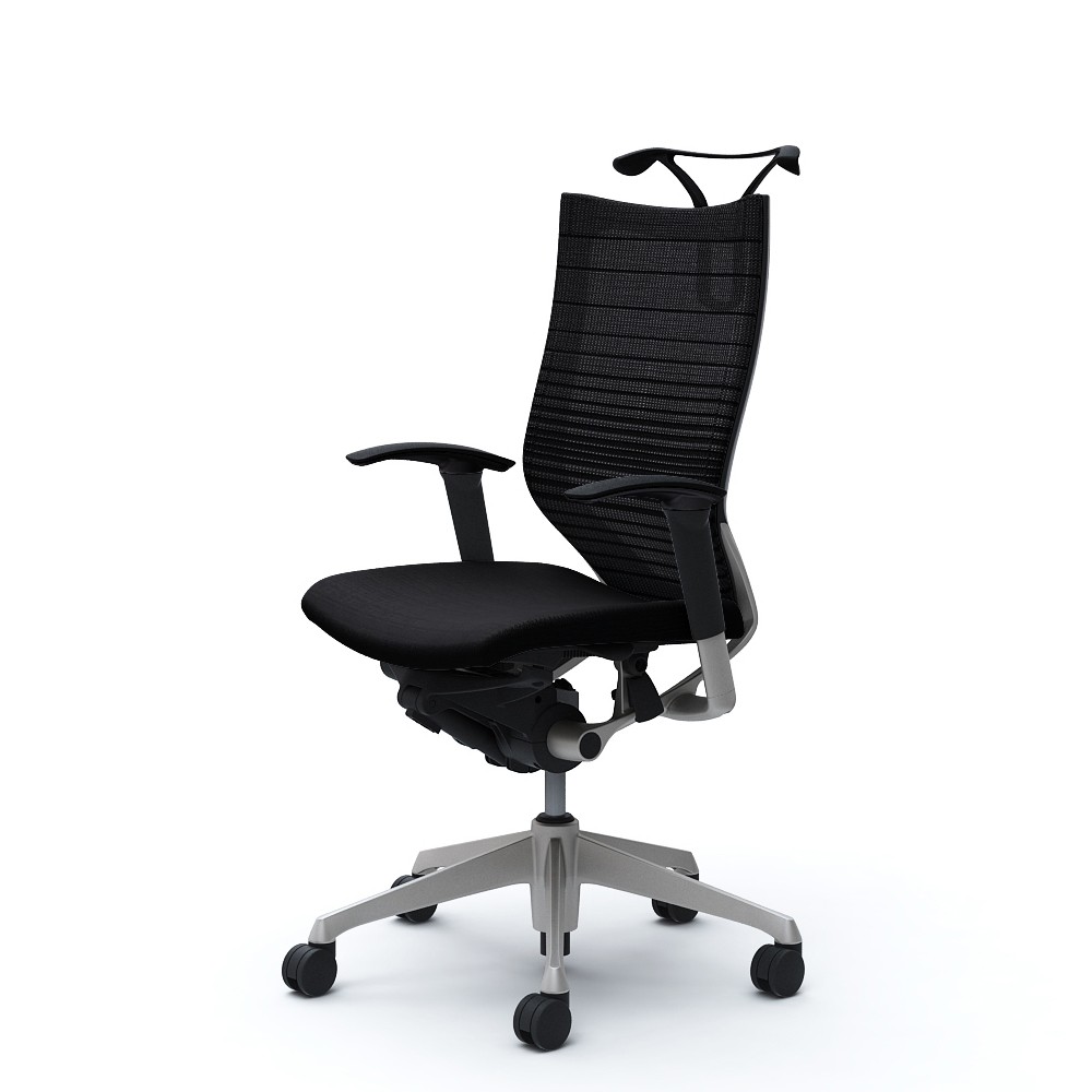 日本購入サイト オカムラ バロン チェア 椅子 ハイバック グラデーションサポートメッシュ 座クッション 可動肘 シルバーフレーム ブラックボディ ハンガー付 CP86DR