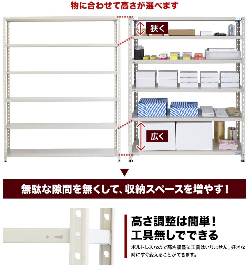 プラス PB 軽量ラック スチールラック 収納 業務用 天地6段 ボルトレス