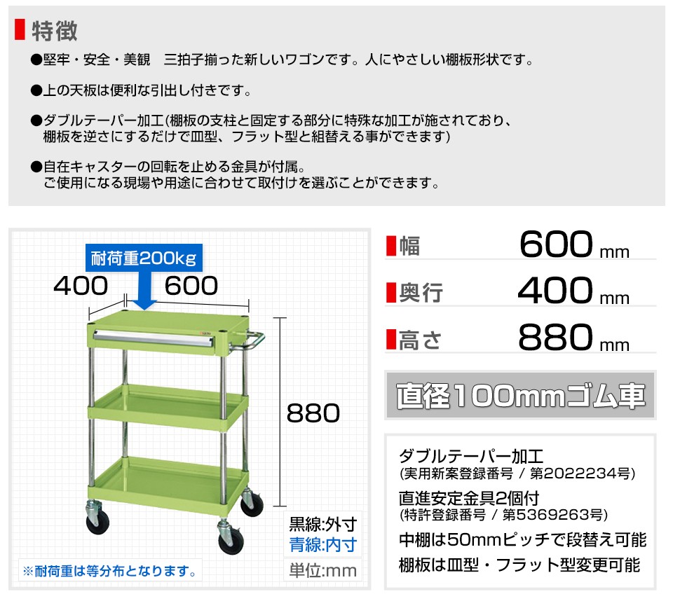 に初値下げ！ 【直送品】 サカエ ニューCSスーパーワゴン(ゴム車