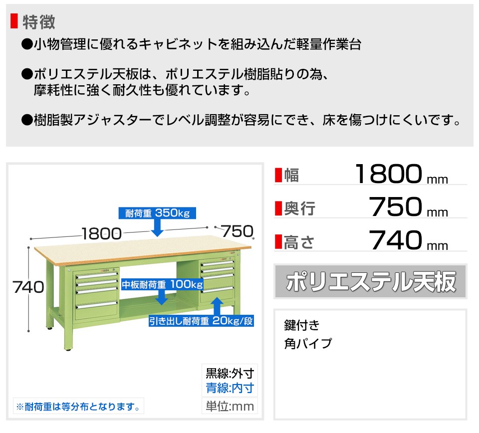 定番人気新作 サカエ 軽量作業台 スモールキャビネット付き KKタイプ