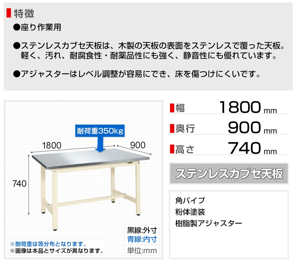 アズマ 作業台二段スノコ板付 1800×450×800 KT2S-1800(4552687) JAN