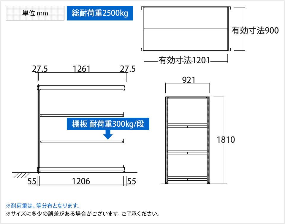 トラスコ中山 M3型中量棚 1200×721×H1500 5段 単体 NG M35475 NG