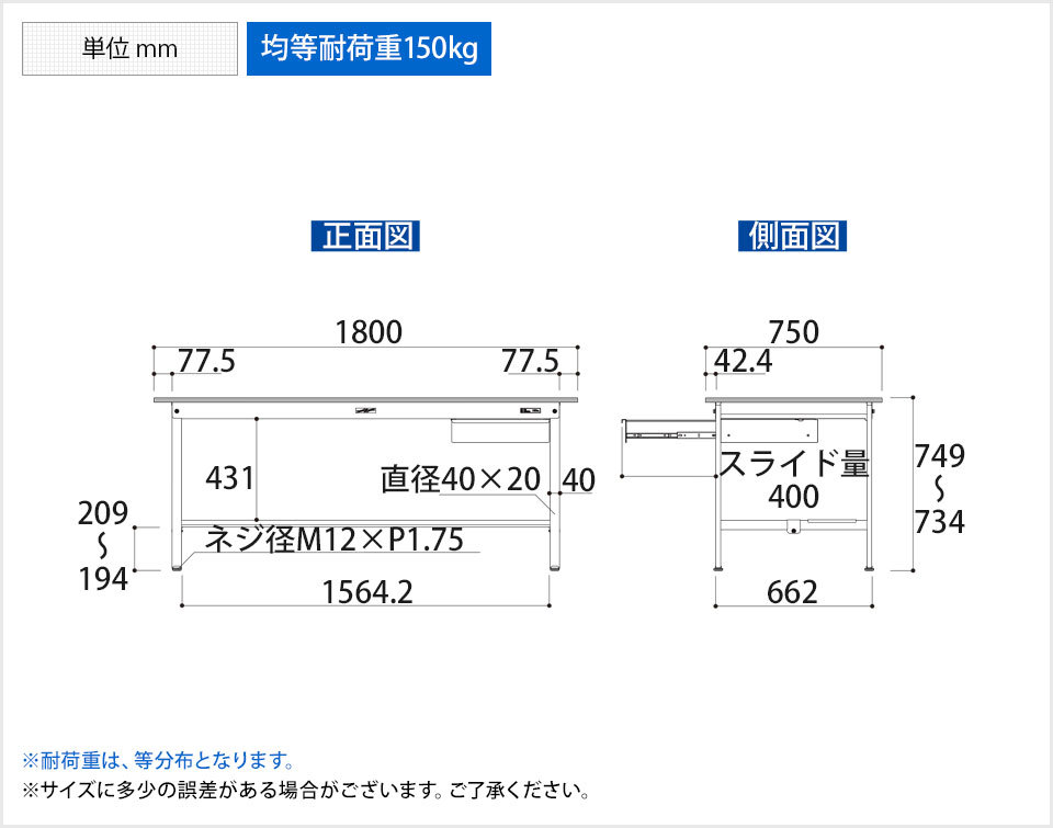 HOT低価】 ワークテーブル 150シリーズ 固定式 キャビネット付