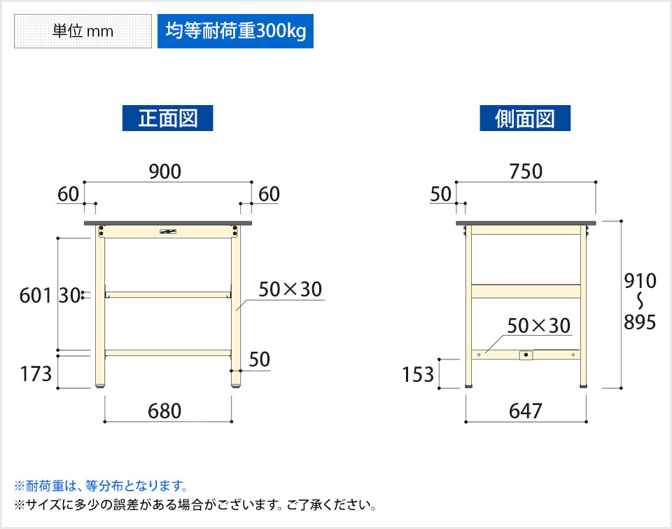 100%新品得価 山金工業 ワークテーブル300シリーズ 固定式 中間棚付き