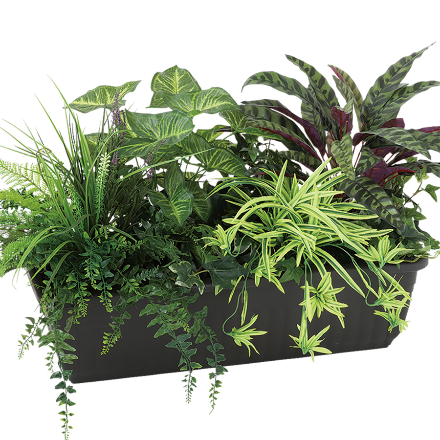 MIX プラントボックス 幅90 × 奥行45 × 高さ45cm フェイクグリーン オフィスグリーン 観葉植物 フェイク 人工観葉植物 大型 移転祝い 開店祝いの画像