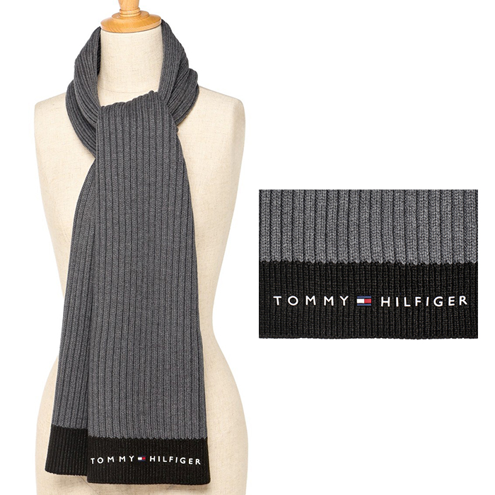 トミーヒルフィガー TOMMY HILFIGER マフラー メンズ TH100047C ブランド ビジネス ロング ユニセックス レディース 秋冬 防寒 グレー ブラウン 爆買 | TOMMY HILFIGER | 01