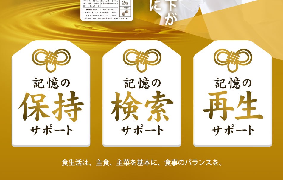 イチョウ葉 機能性表示食品 サプリメント 記憶 の保持 サプリ 記憶力 の低下が気になる方に ポリフェノール 送料無料 約1ヶ月分 オーガランド Paypayモール店 通販 Paypayモール