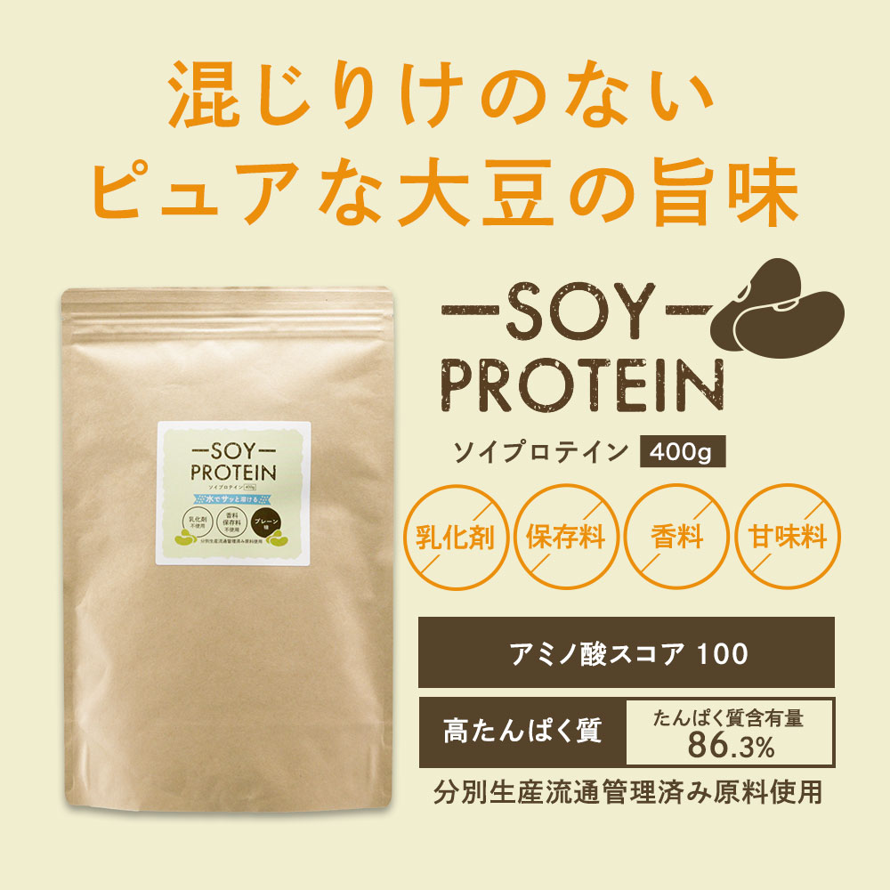 ソイプロテイン プレーン味 （400ｇ） 5個セット 賞味期限最短2025年2月末まで 大豆 乳化剤 香料保存料不使用 タンパク質  アミノ酸スコア100 無添加 溶けやすい