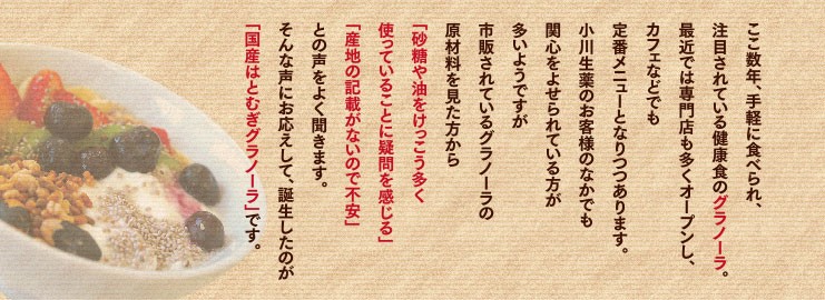 小川生薬めぐりあう恵み 国産はとむぎグラノーラ（プレーン） 250g 9個セットさらにもう1個プレゼント｜ogawasyouyaku｜04