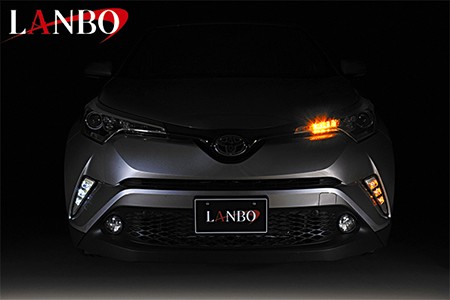 前期C-HRTRDフロントスポイラーLEDデイライト 4個セット C-HR前期 PREMIEREフロントハーフスポイラー未塗装＆専用LEDデイ
