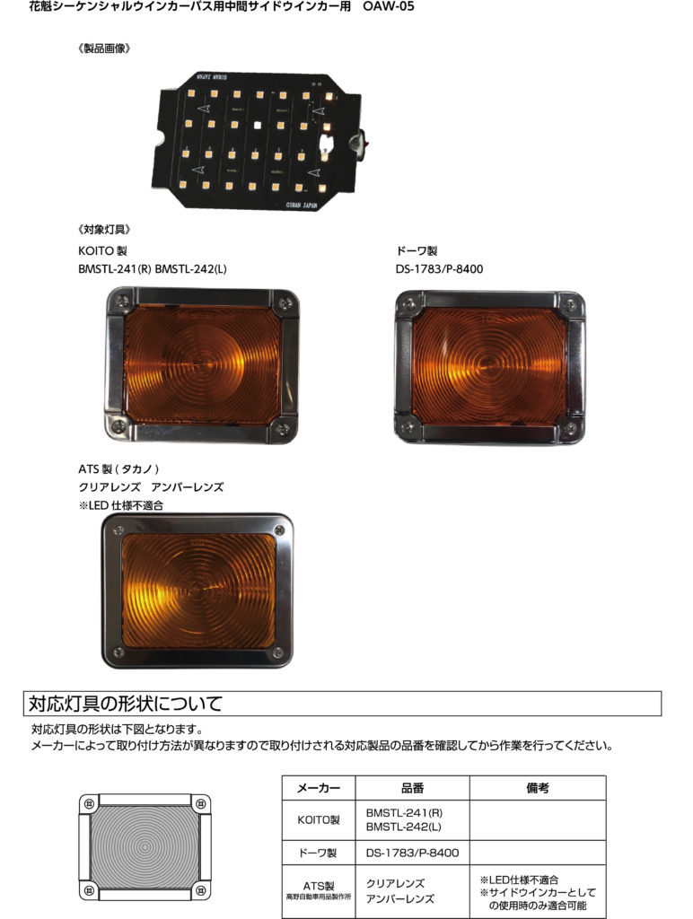 サイドウインカー バス用中間サイド用