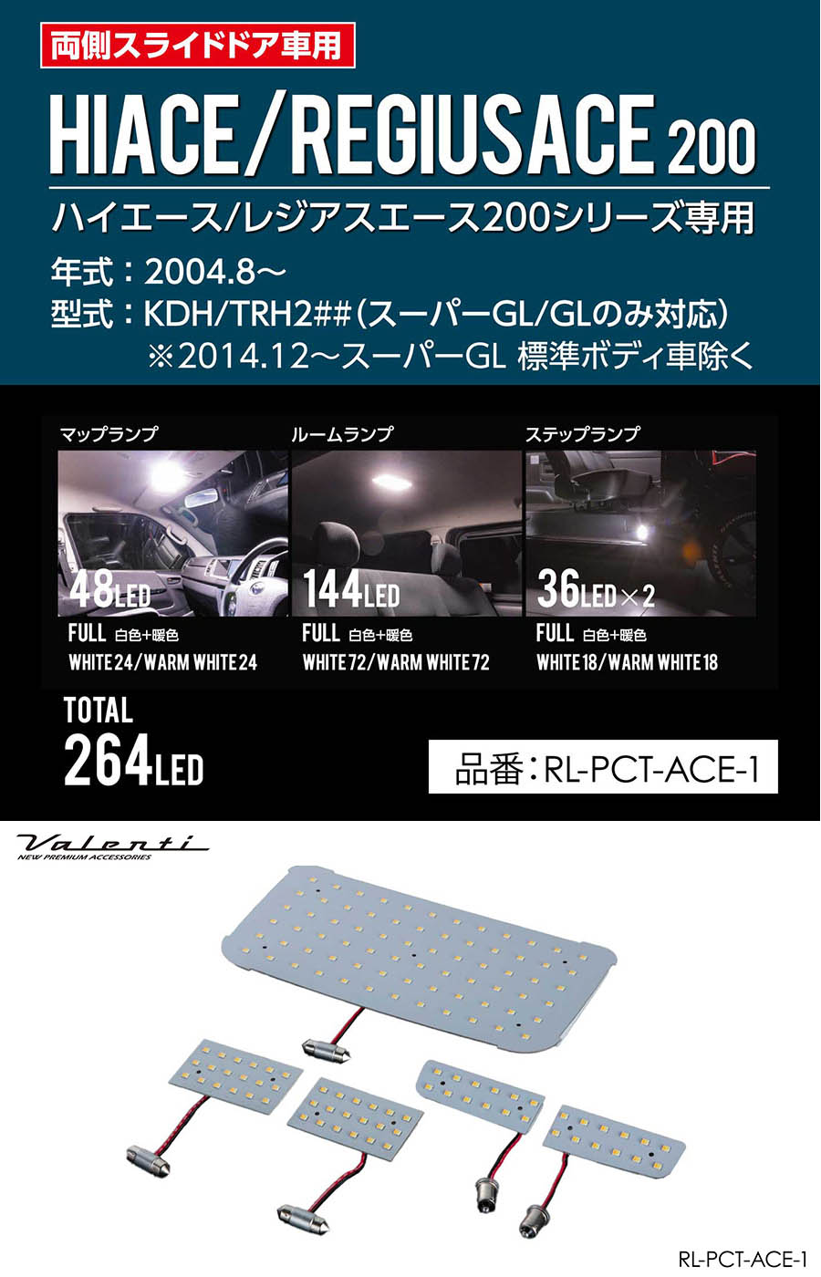 200系ハイエース/レジアスエース LEDルームランプセット