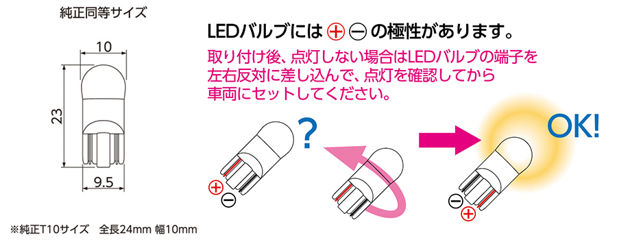 LEDバルブ T10 レッド