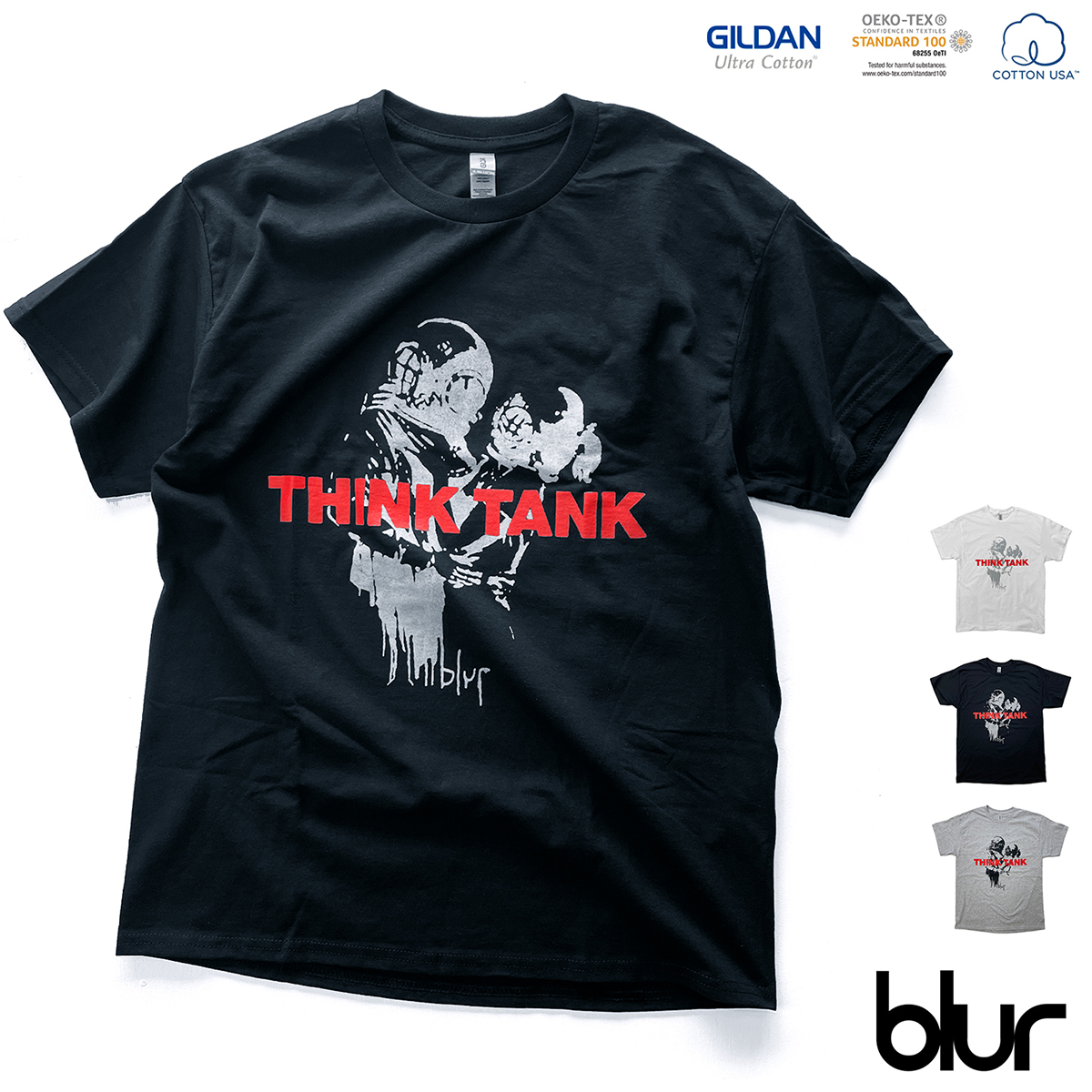 blur「THINK TANK」【BANKSY】ブラー　シンクタンク　バンクシー　Tシャツ　T-shirts 音楽Tシャツ　バンドTシャツ 【GILDAN Ultra Cotton 6.0 oz】American fit｜oguoy｜04