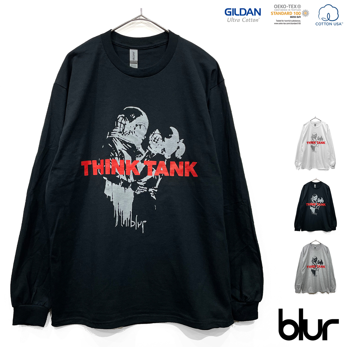 blur「THINK TANK」　BANKSY　ブラー　バンクシー　ロンT　長袖Tシャツ　音楽Tシャツ　バンドTシャツ 【GILDAN Ultra Cotton 6.0 oz】American fit｜oguoy｜04