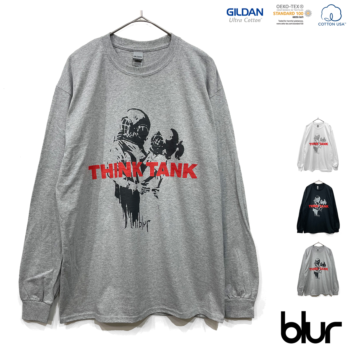 blur「THINK TANK」　BANKSY　ブラー　バンクシー　ロンT　長袖Tシャツ　音楽Tシャツ　バンドTシャツ 【GILDAN Ultra Cotton 6.0 oz】American fit｜oguoy｜03