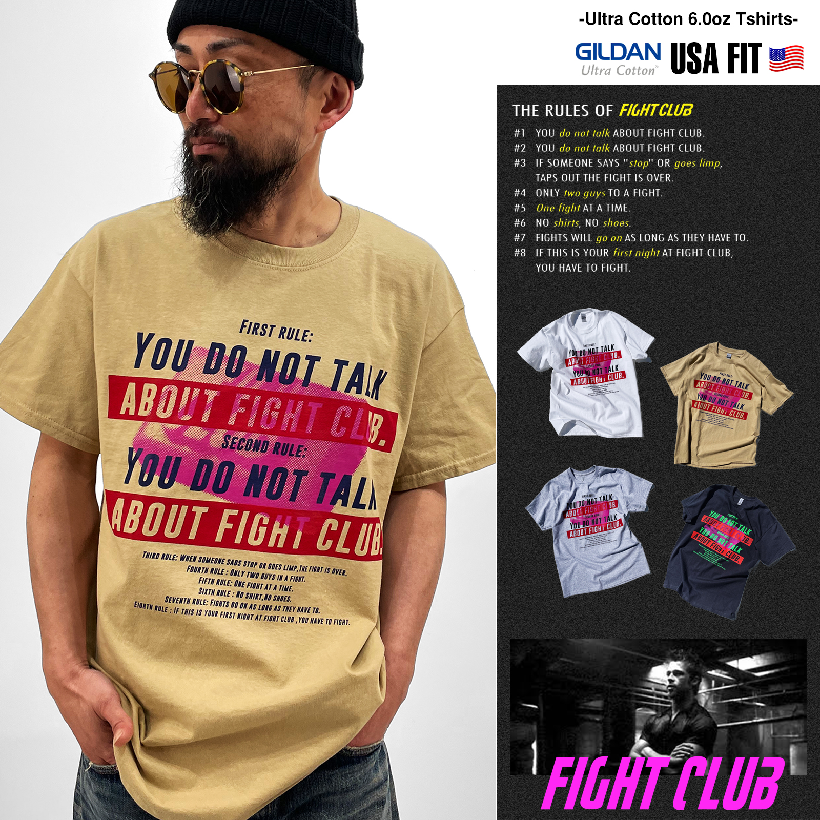 ファイトクラブ 「RULE」 FIGHTCLUB 映画Tシャツ 90s カルトムービー 