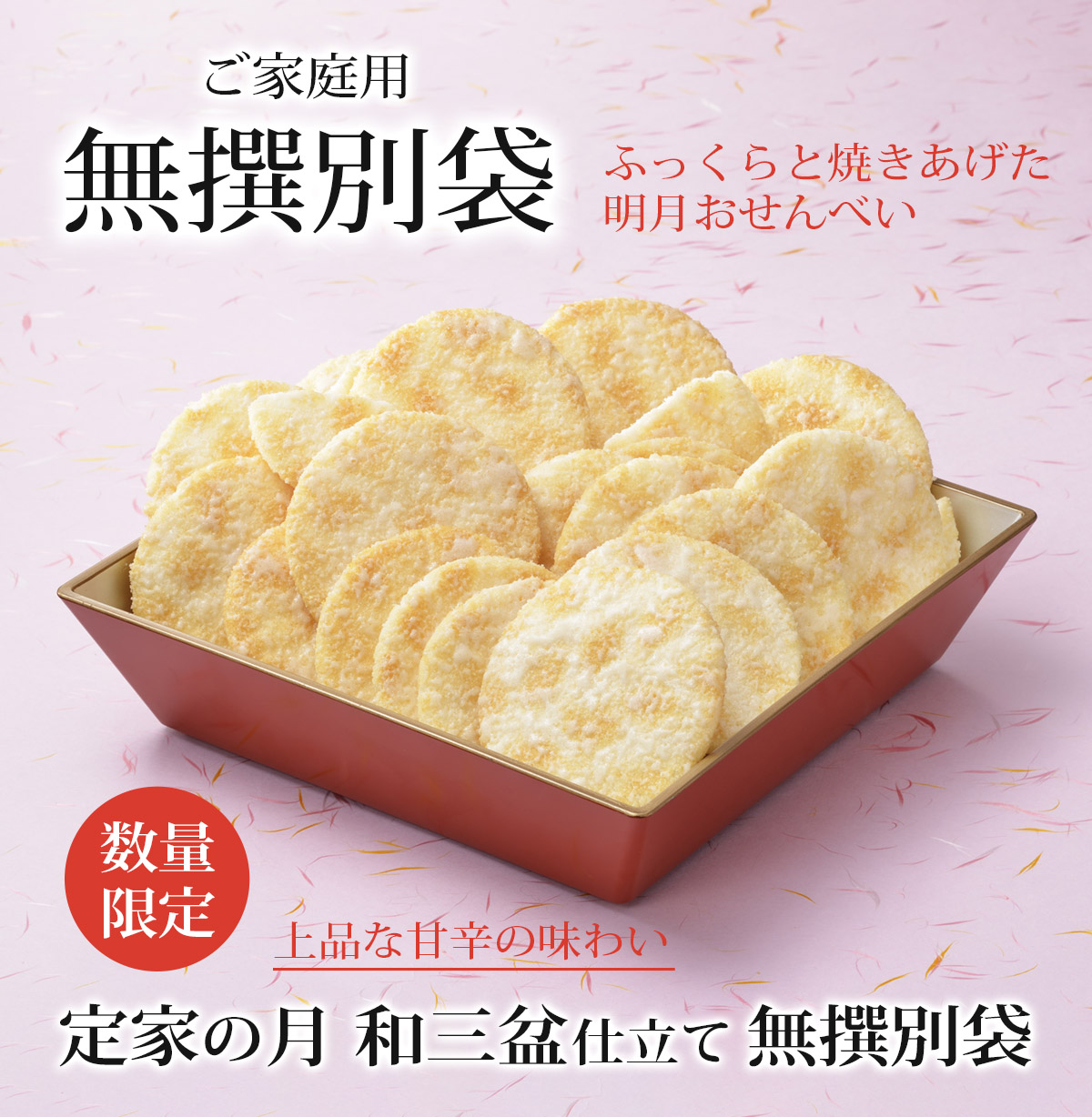 名糖せんべい 定家の月 和三盆仕立て 無撰別（無選別）（袋詰め250g