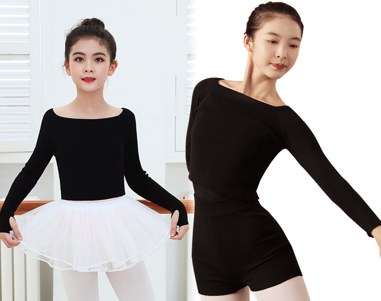 バレエウォームアップ ニットトップとパンツのセット 指穴あり・なし 2ピース 子供から大人用 キッズ ダンス 体操 社交ダンス ヨガ