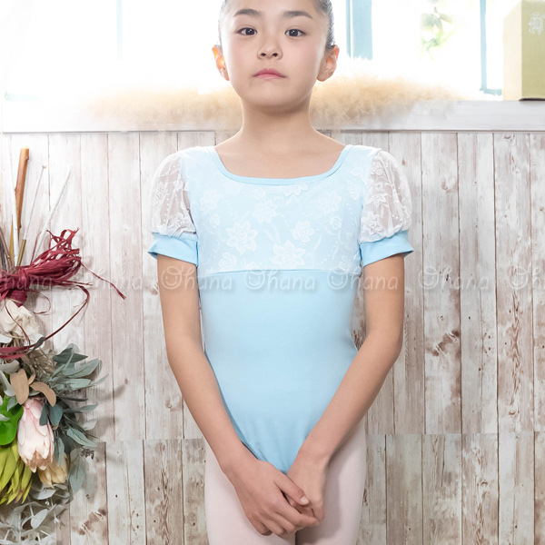 バレエレオタード 子供用 レース半袖 スカート無し【ALICEROMA