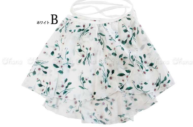 バレエスカート単品 ジュニアから大人用 花柄シフォン巻スカート