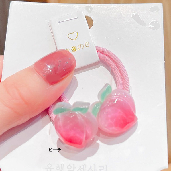 ヘアゴム2本セット グリーンアップル キャロット スイカ ピーチ