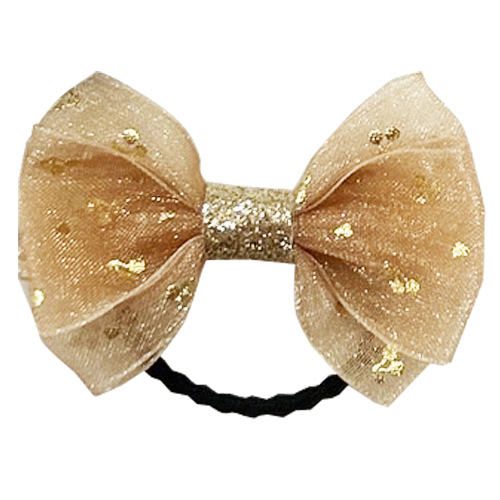 リボンヘアゴム ゴールド 5cm ヘアアクセサリー 1個 : OHANAダンス