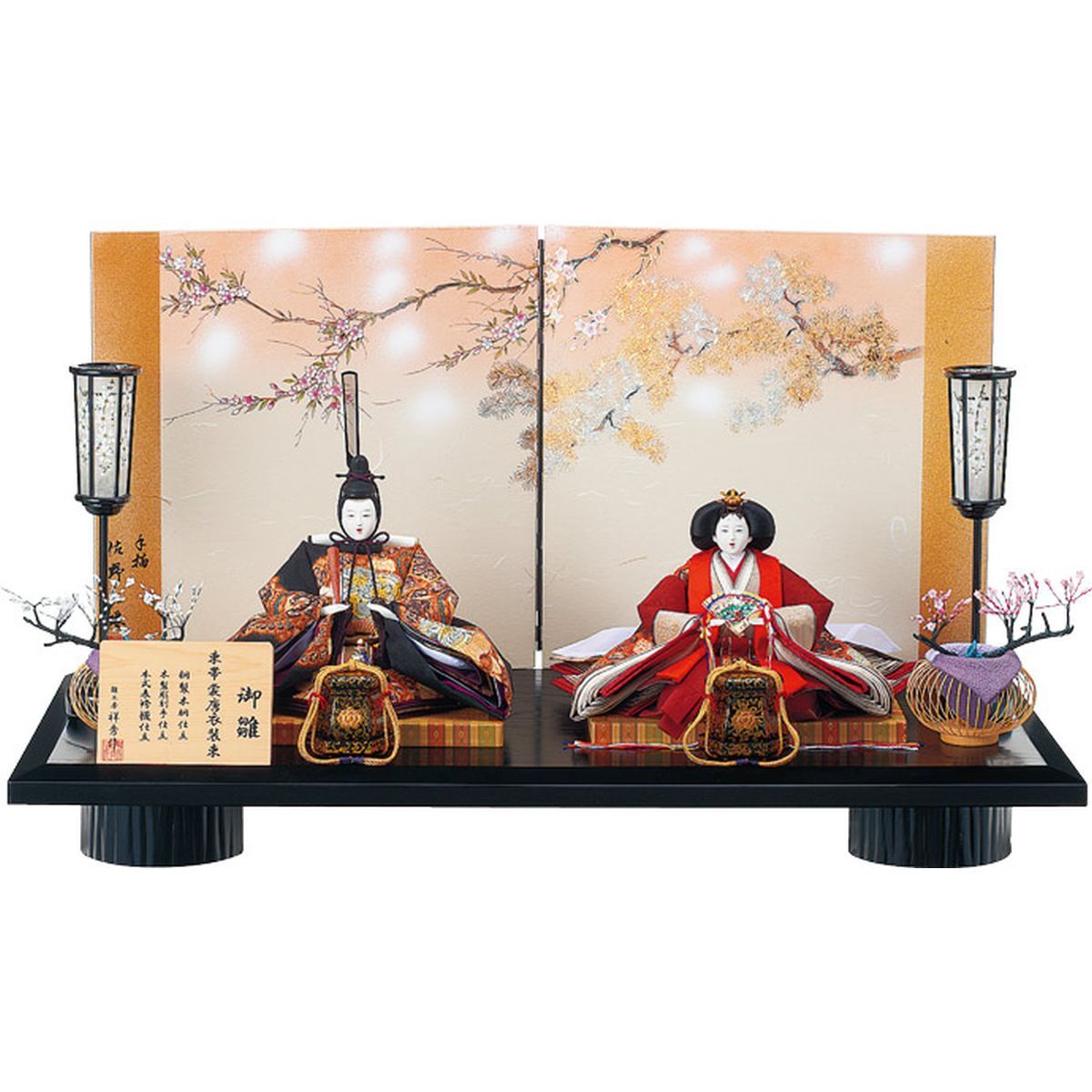 美品　雛人形の絵画　男雛女雛　木製の額縁入り ひな人形 雛人形 名入れ木札 親王飾り : 人形広場 雛人形・五月人形