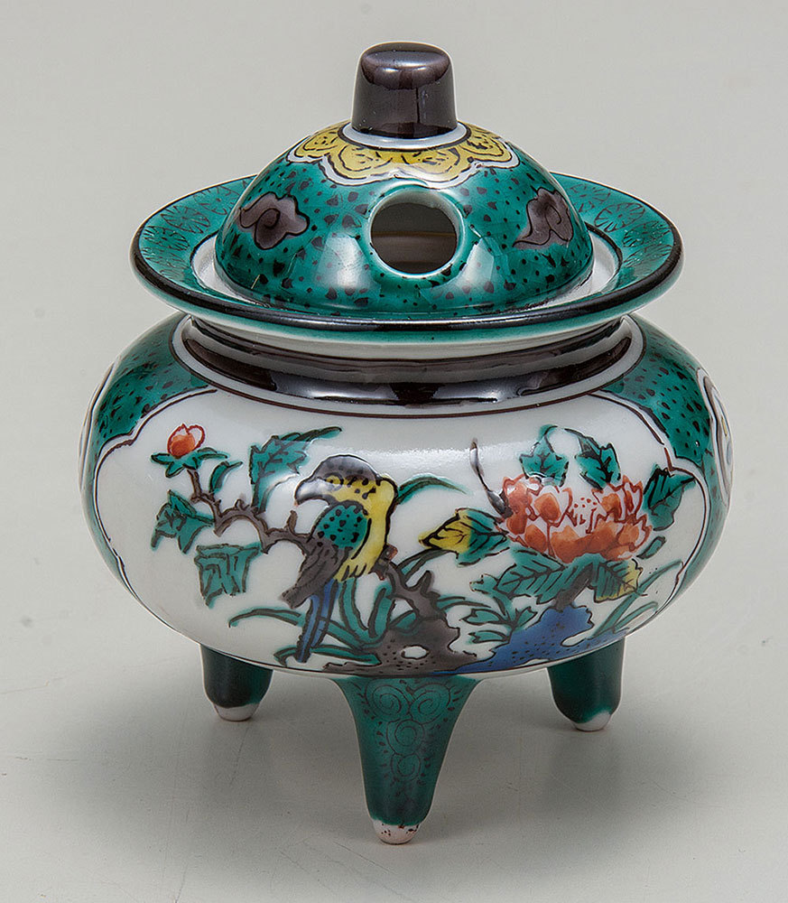 九谷焼　山水　３号香炉　万象窯 豪華 九谷焼 山水 3号香炉 万象窯 工芸品 - 工芸品