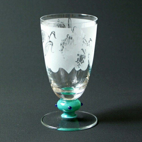 鈴木淳子 創作彫刻ガラス工芸 フリーグラスペア グリーン／オレンジ