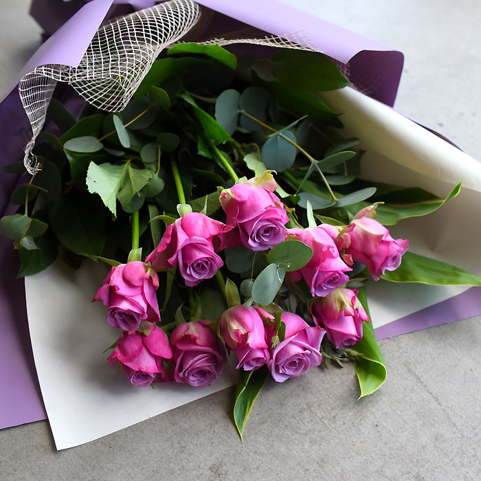 花束 ムラサキ バラ10本 薔薇 誕生日 卒業 送別 退職 結婚 記念日 お祝い お祝い 送料無料 | プリティ マーメイド | 02