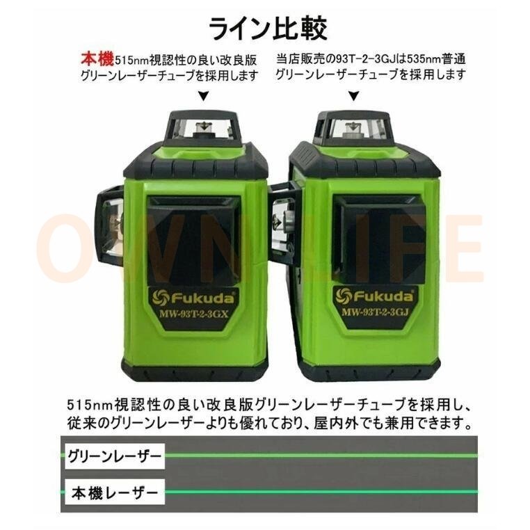 レーザー墨出し器 墨出し器 360°フルラインダイレクトグリーンレーザー