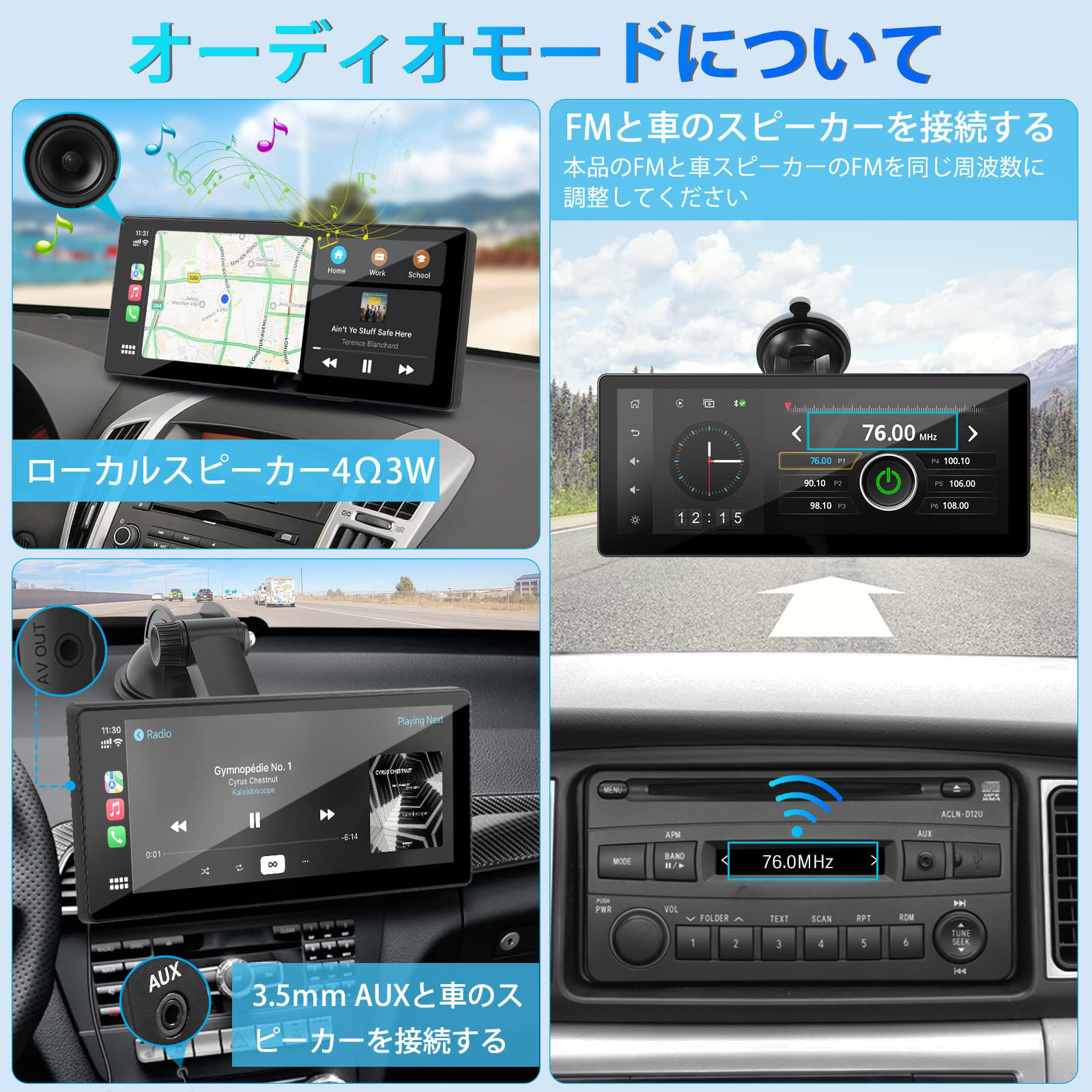 CarPlay Android Auto ポータブル カープレイ カーステレオ ミラーリング 10.3インチ HD IPS タッチスクリーン USB  Type-C AUX FM飛ばし 12V-24V対応 : zy2023072808 : 大橋ストア公式 - 通販 - Yahoo!ショッピング