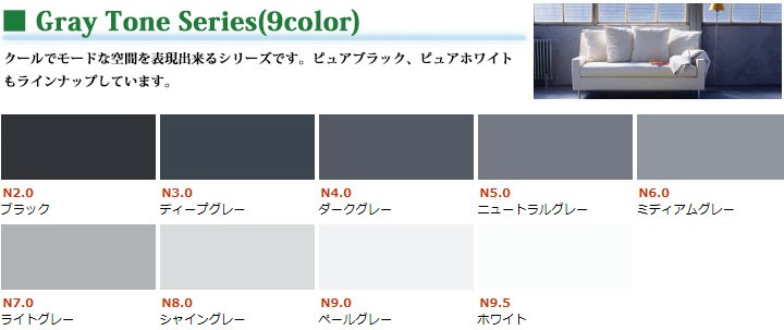 Jカラー Gray toneシリーズ 15L 送料無料  J COLOUR/ボード・壁紙用/内壁用/ローラー塗り/水性塗料/ターナー色彩｜ohhashi-paint｜02
