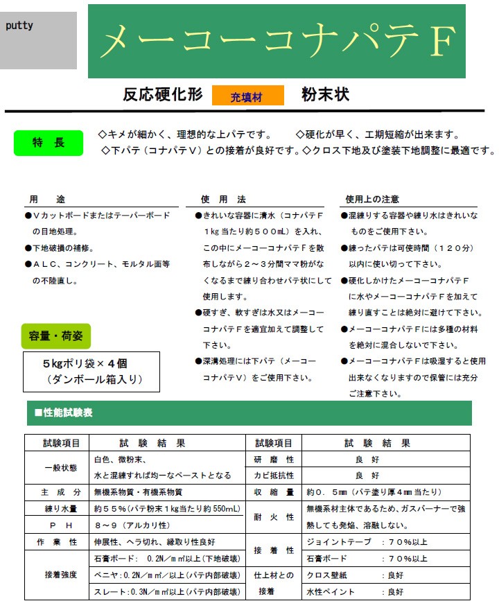 大橋塗料 ヤフー店 - メーコー コナパテ（パテ・テープ・シール材料）｜Yahoo!ショッピング