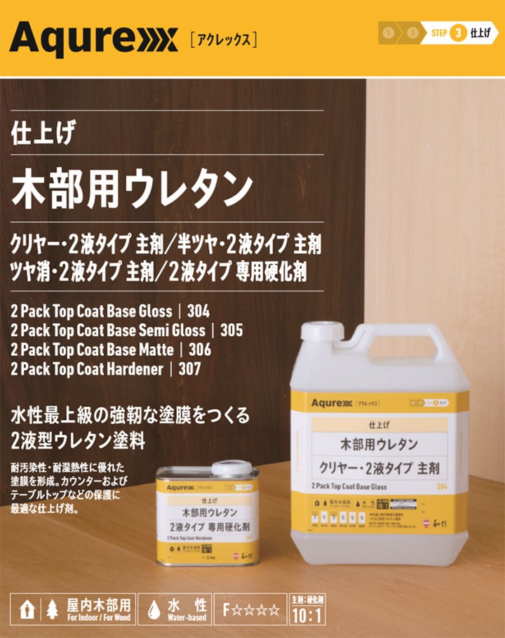 Aqurex 木部用ウレタン 2液タイプ 1.1kgセット(A液 1.0kg:B液 0.1kg) 3.7平米/3回塗り アクレックス/No .3560/カウンター用/和信化学 大橋塗料 PayPayモール店 - 通販 - PayPayモール