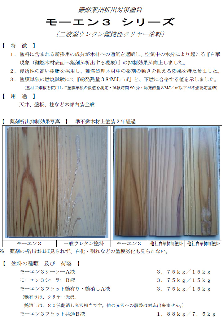 モーエン3仕上げ　22.5kgセット(A液15kg・B液7.5kg) 約218〜375平米/1回塗り キャピタル 不燃材料 難燃薬剤折出対策塗料