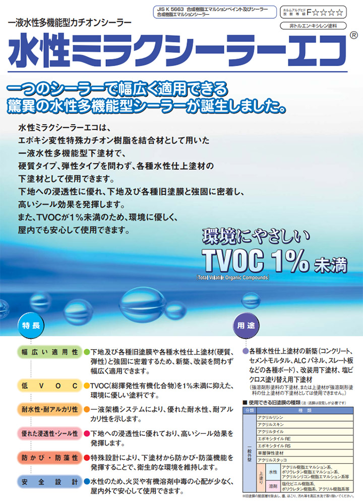 水性ミラクシーラーエコ　透明(クリヤー)　15kg　エスケー化研 下塗材 シーラー水性 一液 JIS認証 防かび 防藻性