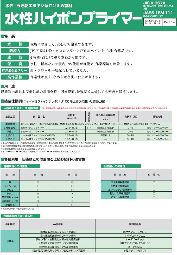 大橋塗料 Yahoo!店 - 水性ハイポンプライマー(水性1液形)（鉄部用