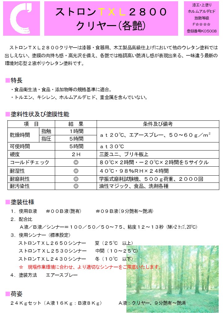 大橋塗料 Yahoo!店 - ストロンTXL 2800クリアー（ハンディーウレタン