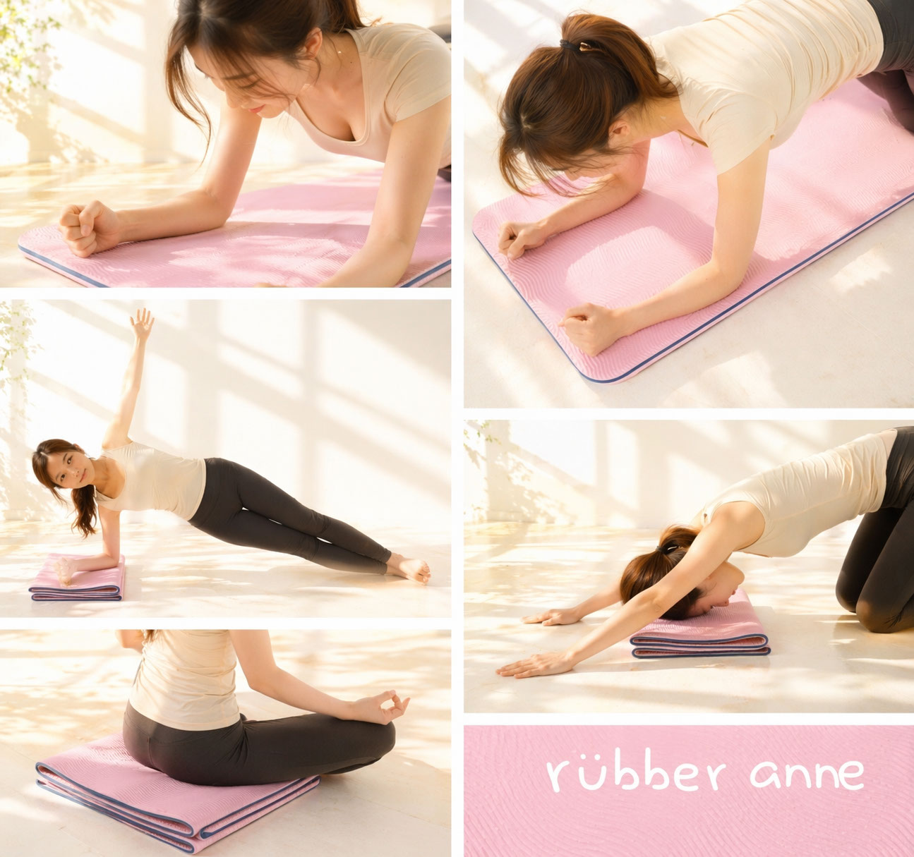 rubber anne TPE折りたたみヨガマット 5mm 折りたたみ TPE 滑り止め