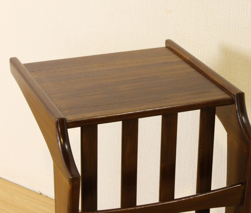 サイドテーブル チーク材 無垢材 天然木 コの字 木製 マガジンラック