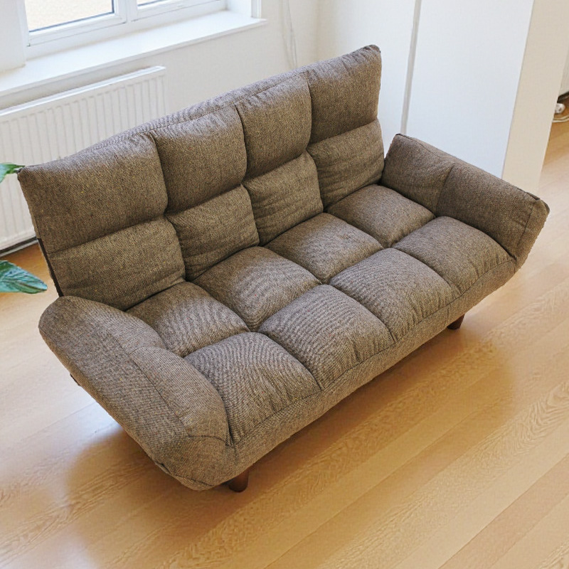 コンパクト　2人掛けソファ ファブリックブラウン　リクライニング ソファー 2人掛け ソファ ダイニングソファー ローソファ 北欧