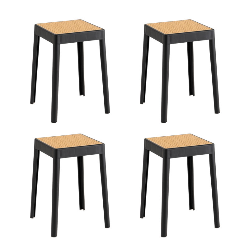 スツール 椅子 4脚 スタッキング 四角 北欧 ラタン調 プラスチック