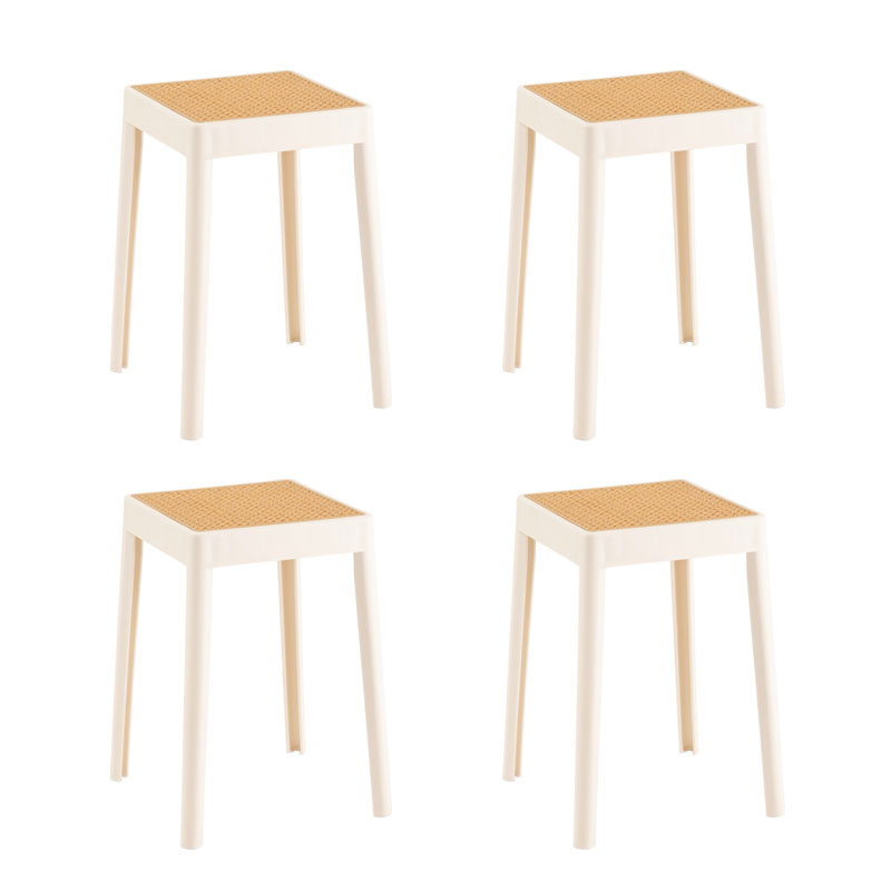 スツール 椅子 4脚 スタッキング 四角 北欧 ラタン調 プラスチック