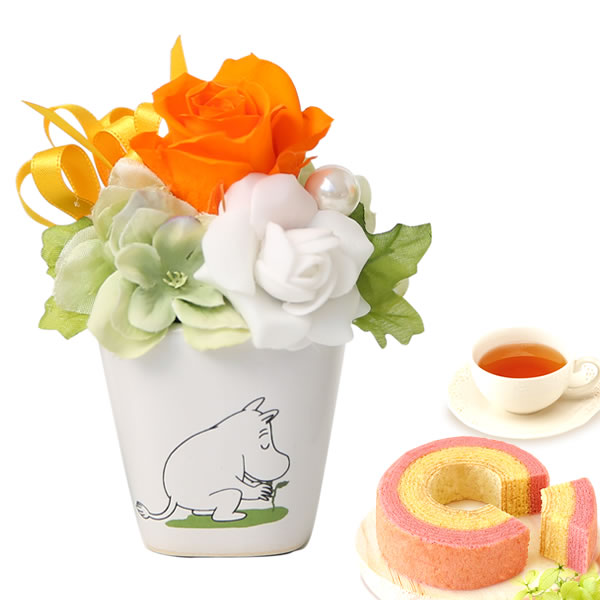 誕生日プレゼント お祝い プレゼント ムーミン ギフト 花 花とスイーツ プリザーブドフラワー 洋菓子 お菓子 バラ 女性 40代 50代 60代 70代 | おいもや | 03